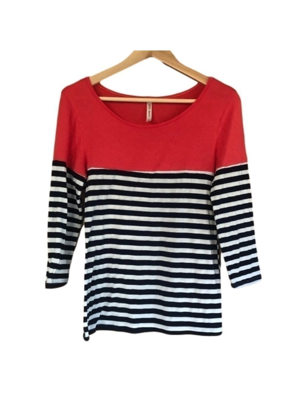 DNA Couture colorblock 3/4 sleeve knit top size M